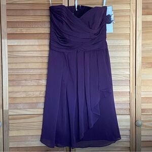 David's Bridal Strapless Dress in Deep Purple